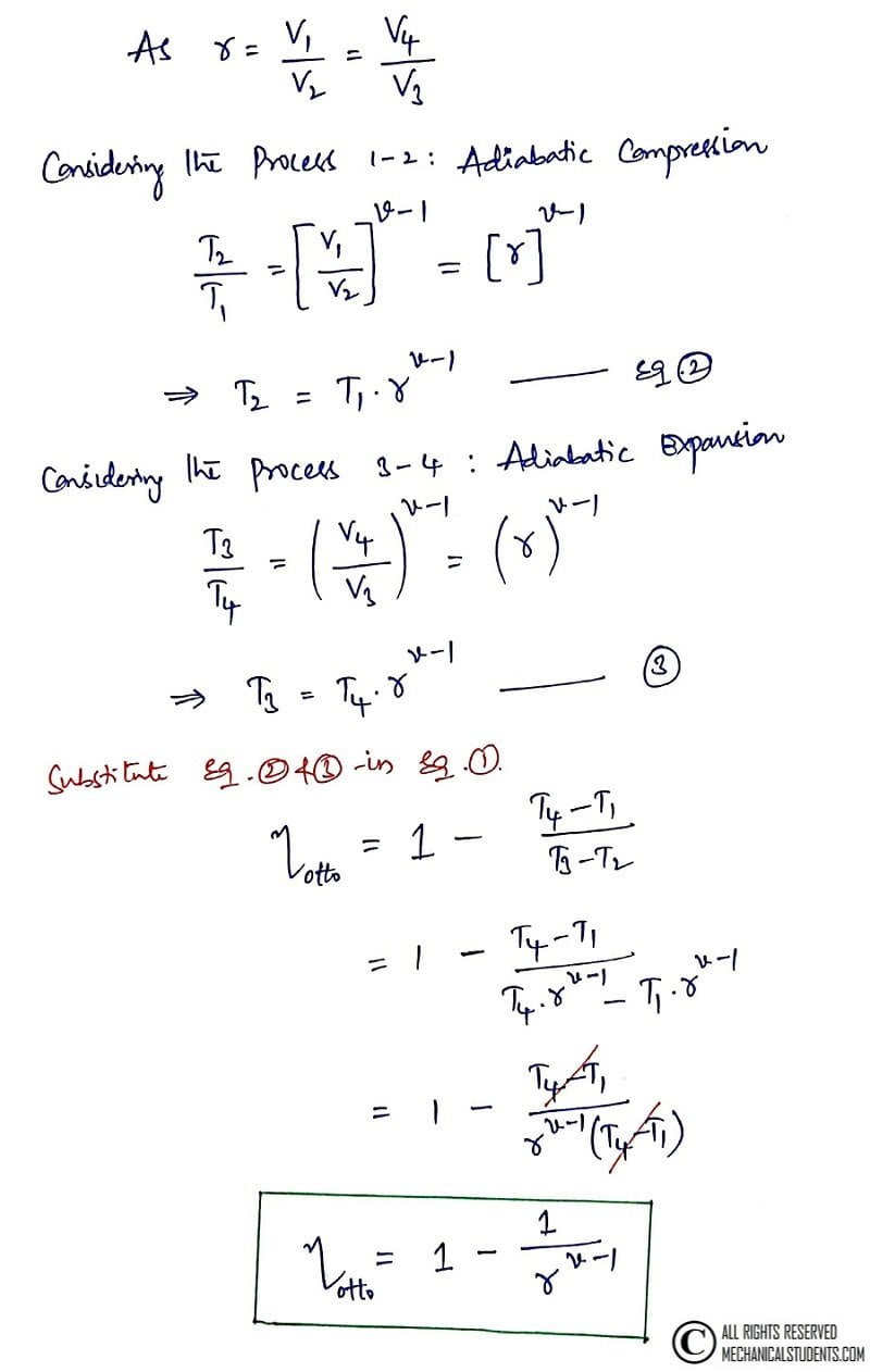 otto cycle derivation continuation